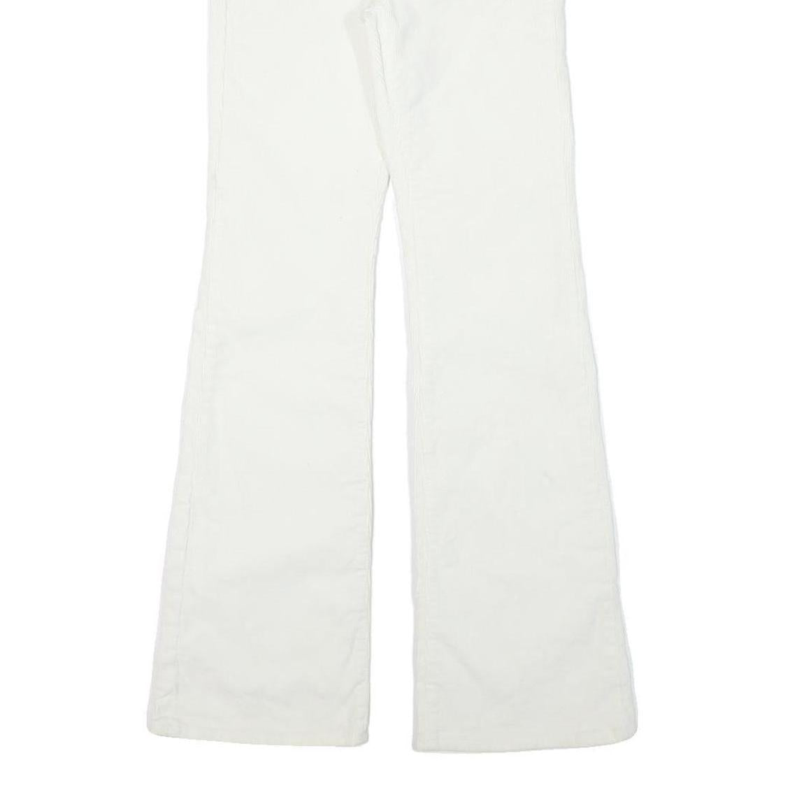 SUPERDRY Womens White Cotton Blend Regular Fit Flared Trousers W25 L30