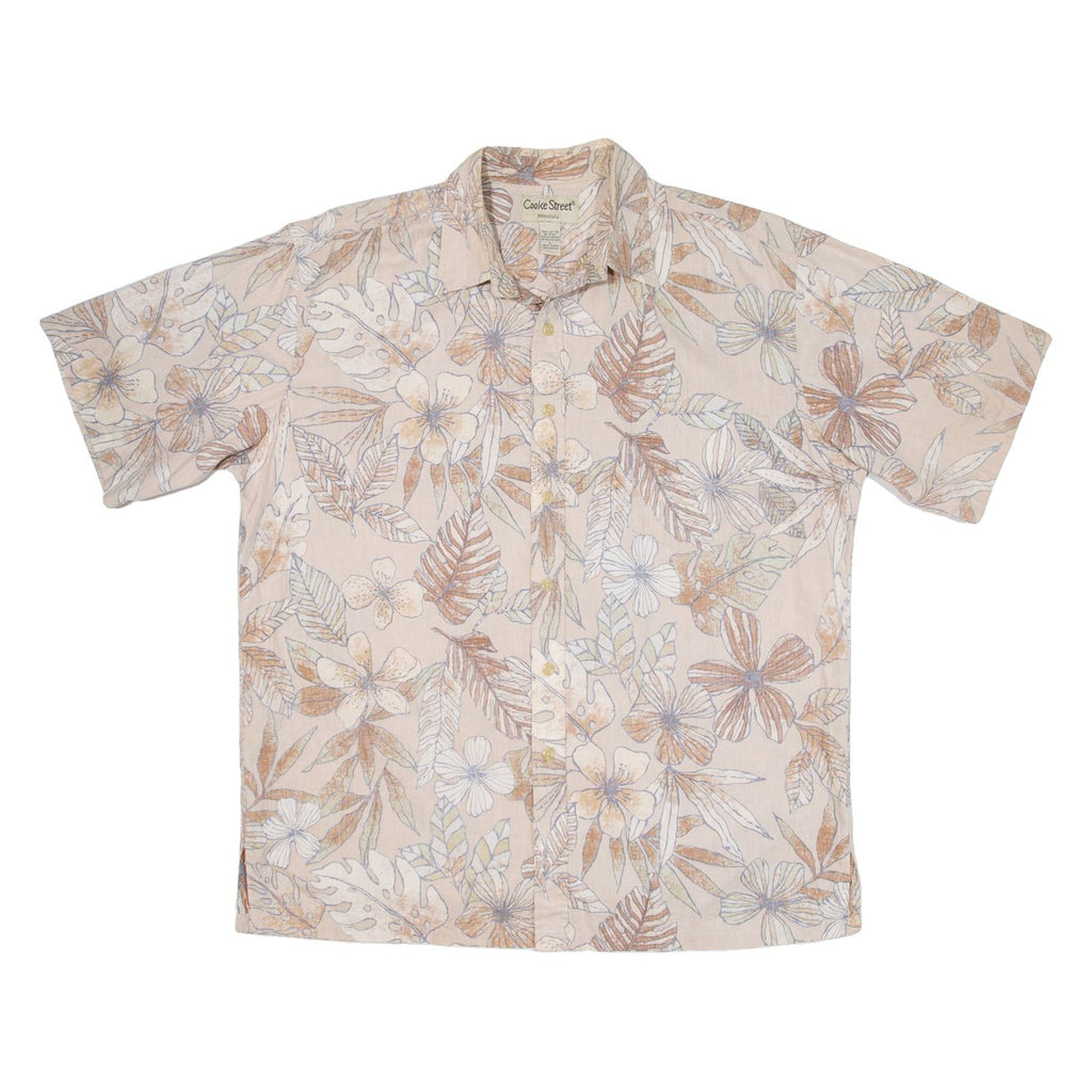 COOKE STREET Mens Hawaiian Shirt Pink Floral L