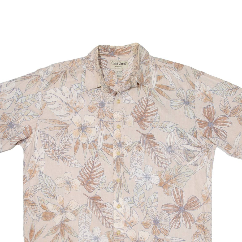 COOKE STREET Mens Hawaiian Shirt Pink Floral L