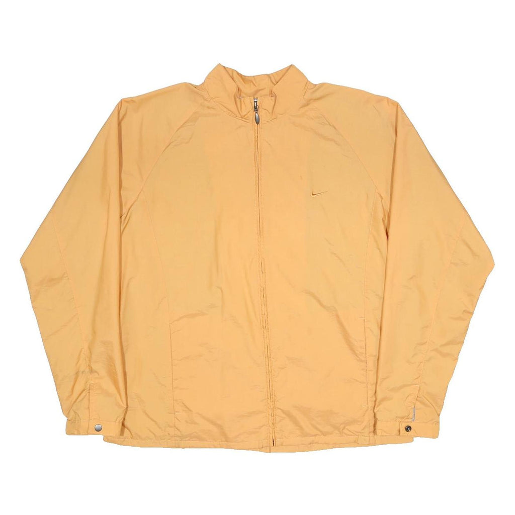NIKE Womens Yellow Nylon Track Jacket L Zip Outdoor Casual Activewear