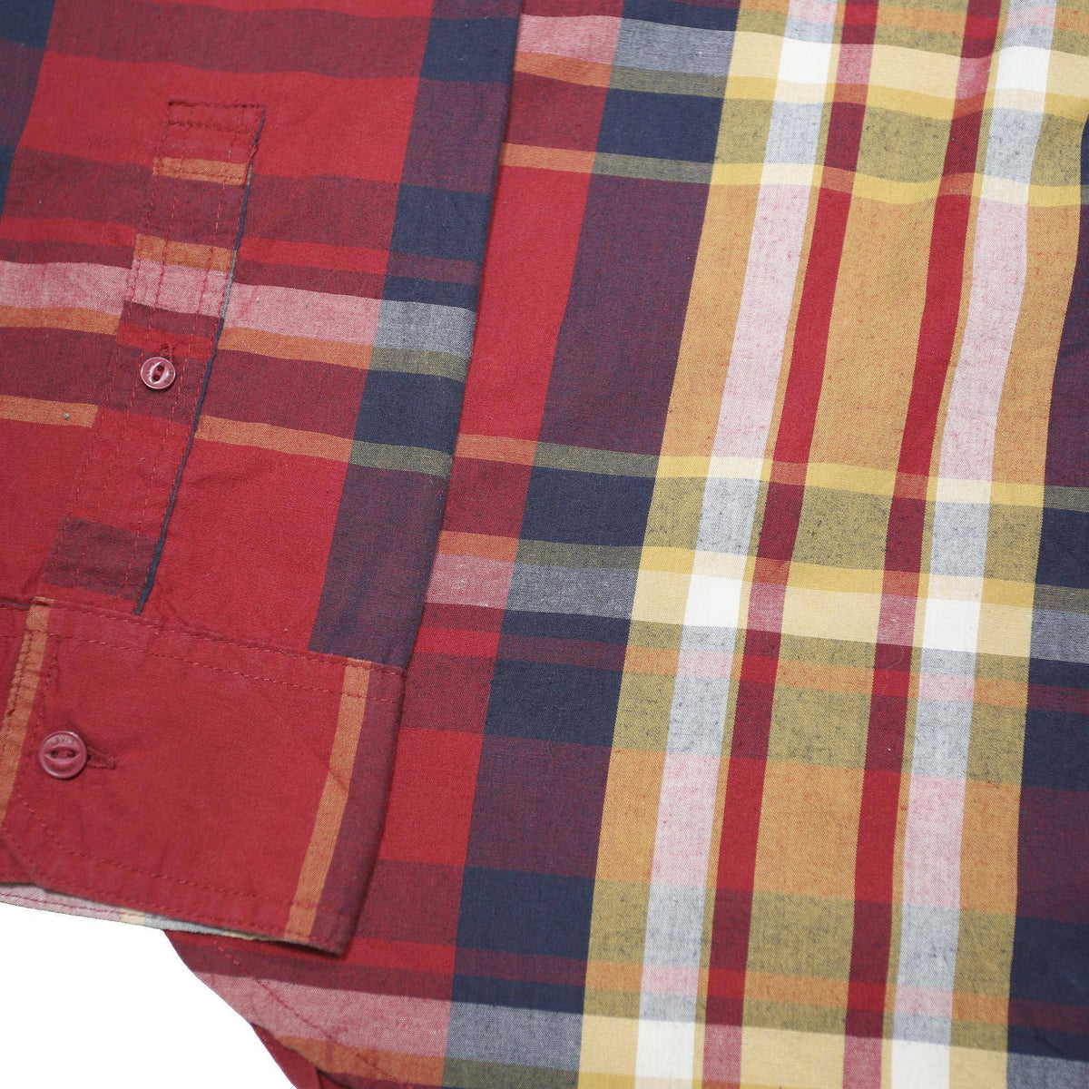 LEVI'S Mens Red Yellow Plaid Shirt XL Cotton Blend Casual Long Sleeve Button