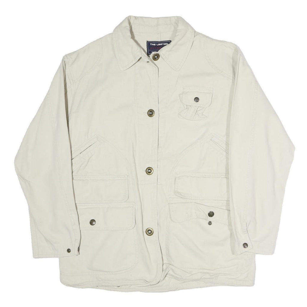 AMERICAN OUTDOOR Mens White Cotton Button Jacket M Plain Casual Lightweight