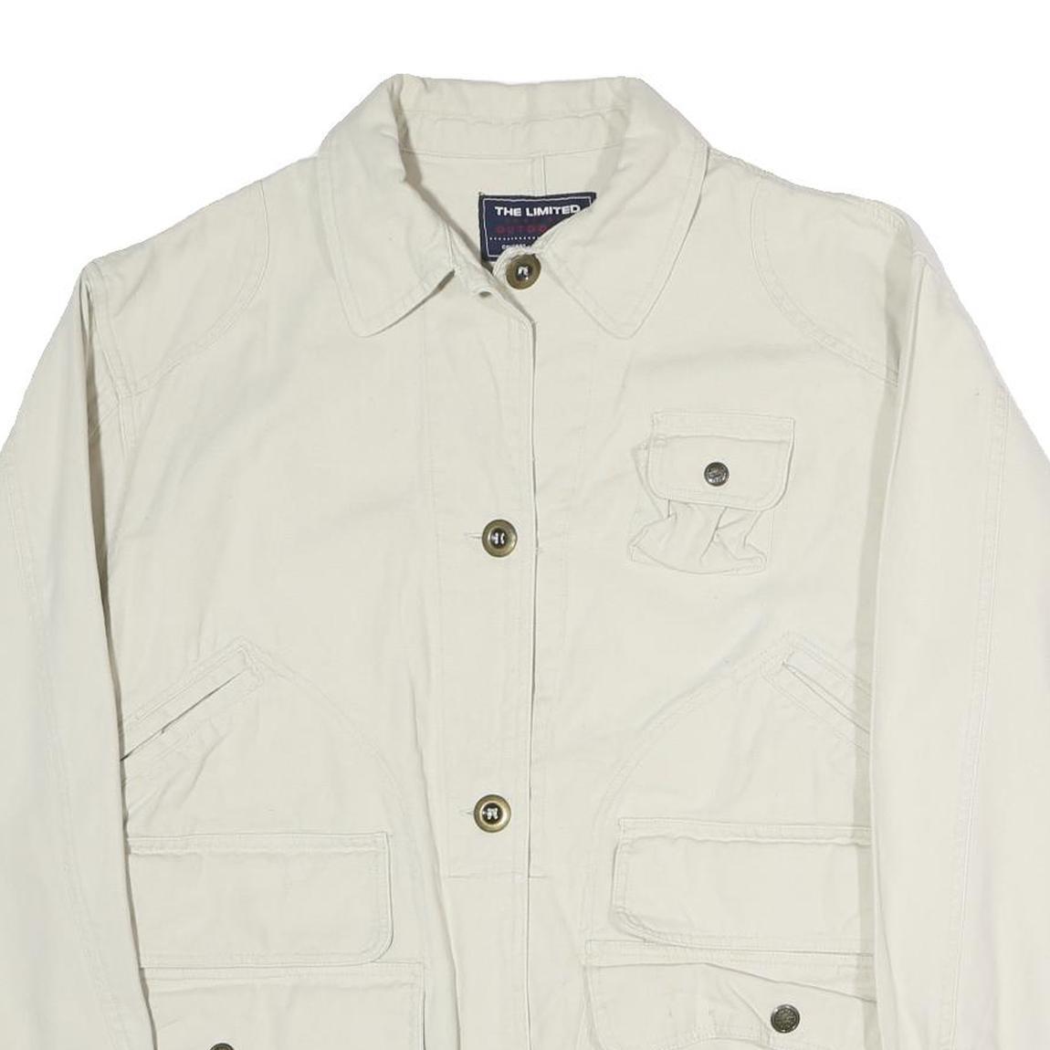 AMERICAN OUTDOOR Mens White Cotton Button Jacket M Plain Casual Lightweight