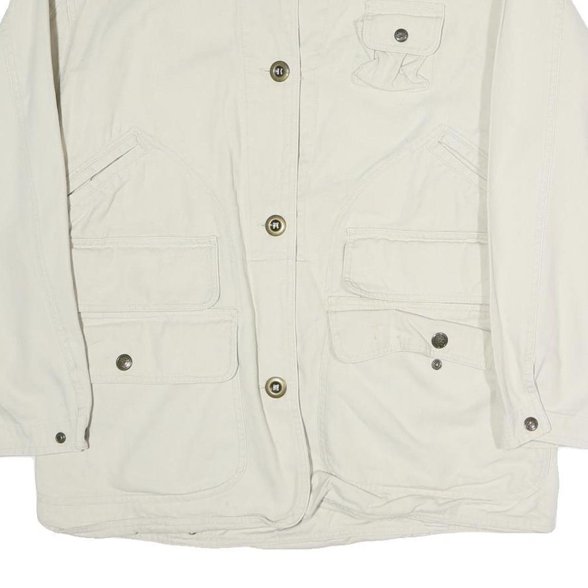 AMERICAN OUTDOOR Mens White Cotton Button Jacket M Plain Casual Lightweight