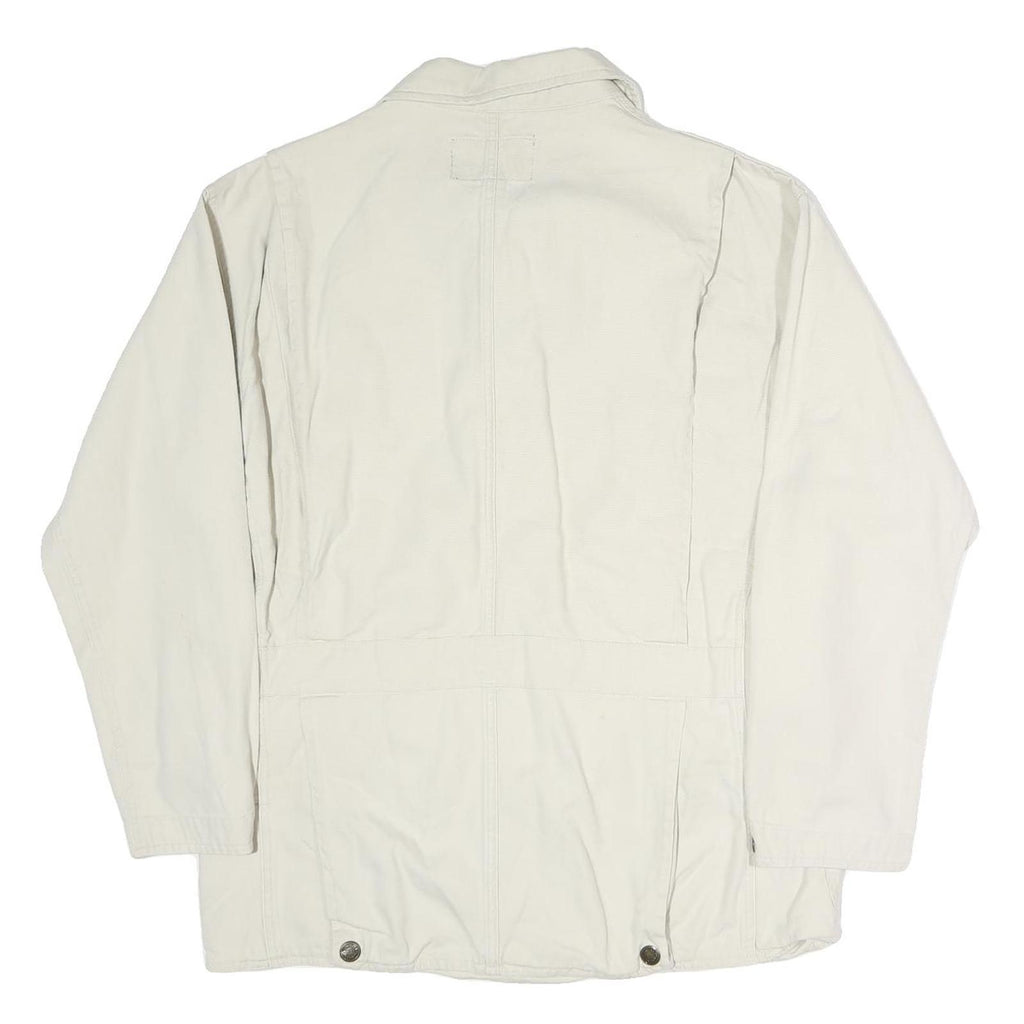 AMERICAN OUTDOOR Mens White Cotton Button Jacket M Plain Casual Lightweight