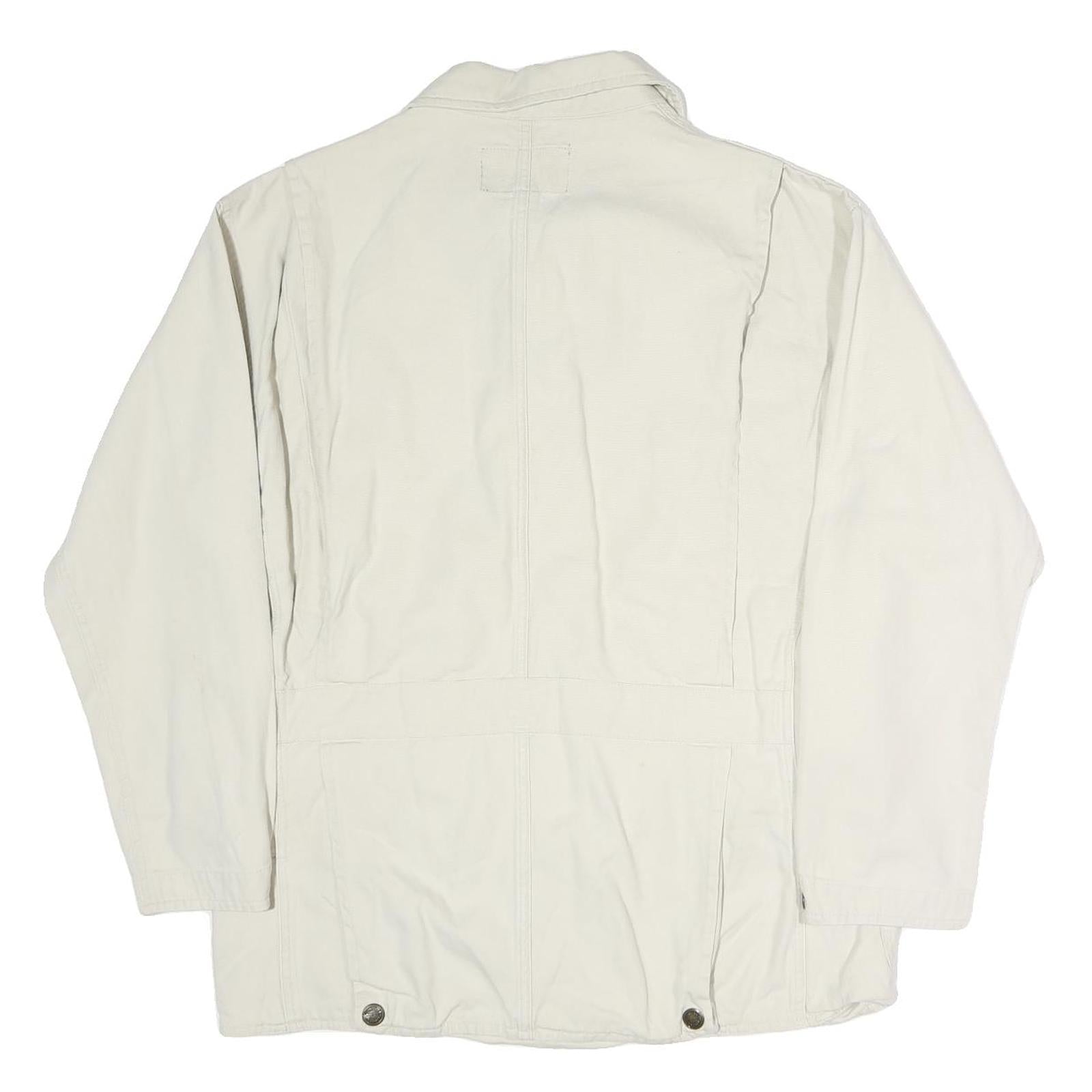 AMERICAN OUTDOOR Mens White Cotton Button Jacket M Plain Casual Lightweight