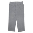 DICKIES Mens Regular Fit Grey Cotton Blend Zip Trousers W34 L28 Casual Workwear