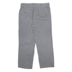 DICKIES Mens Regular Fit Grey Cotton Blend Zip Trousers W34 L28 Casual Workwear
