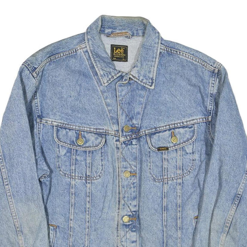 LEE Mens Blue Denim Classic Jacket XL Cotton Blend Button Closure Casual Retro