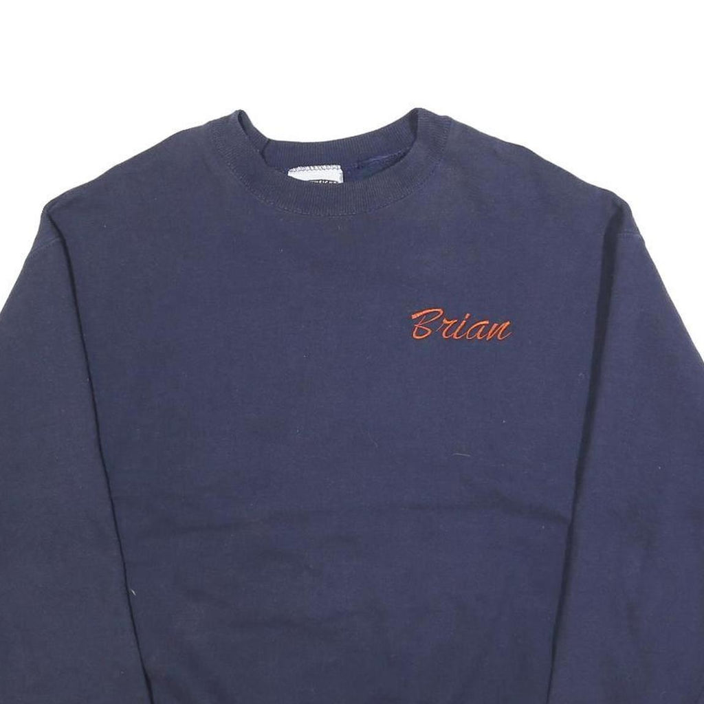 LEE Mens Navy Blue Sweatshirt L Crew Neck Pullover Embroidered Stag