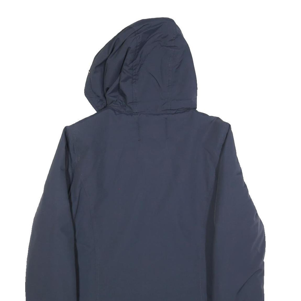 GAUDI Womens Navy Blue Jacket S Polyester Blend Plain Hooded Zip Casual Outdoor