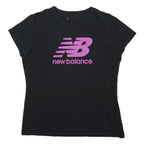 NEW BALANCE Womens Black & Purple Graphic T-Shirt S Short Sleeve Crew Neck Logo