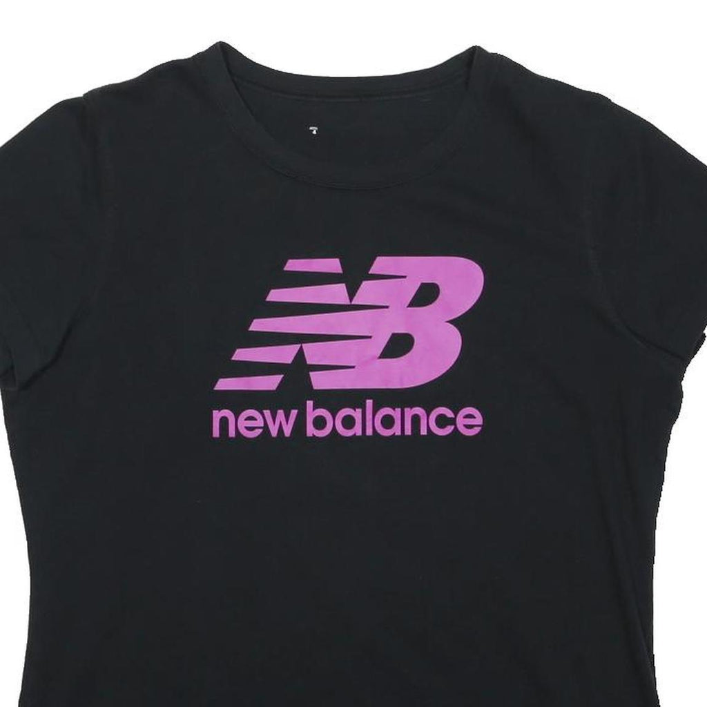 NEW BALANCE Womens Black & Purple Graphic T-Shirt S Short Sleeve Crew Neck Logo