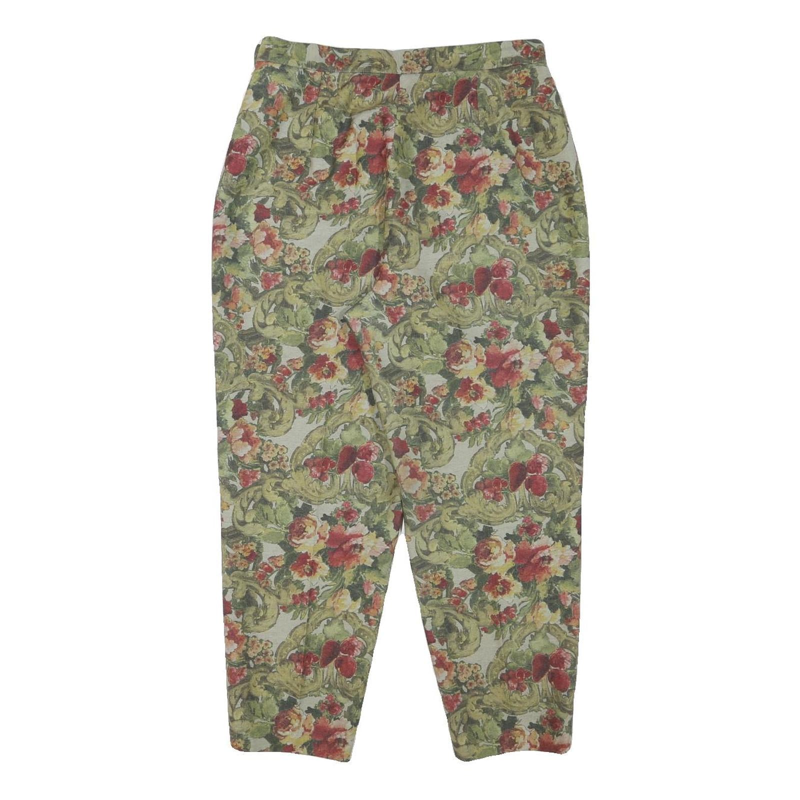GEORGIA NETTI Womens Cotton Blend Floral Relaxed Tapered Trousers W28 L25