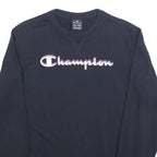 CHAMPION Boys Black Cotton Blend Crew Neck Sweatshirt 15-16Y Logo Printed