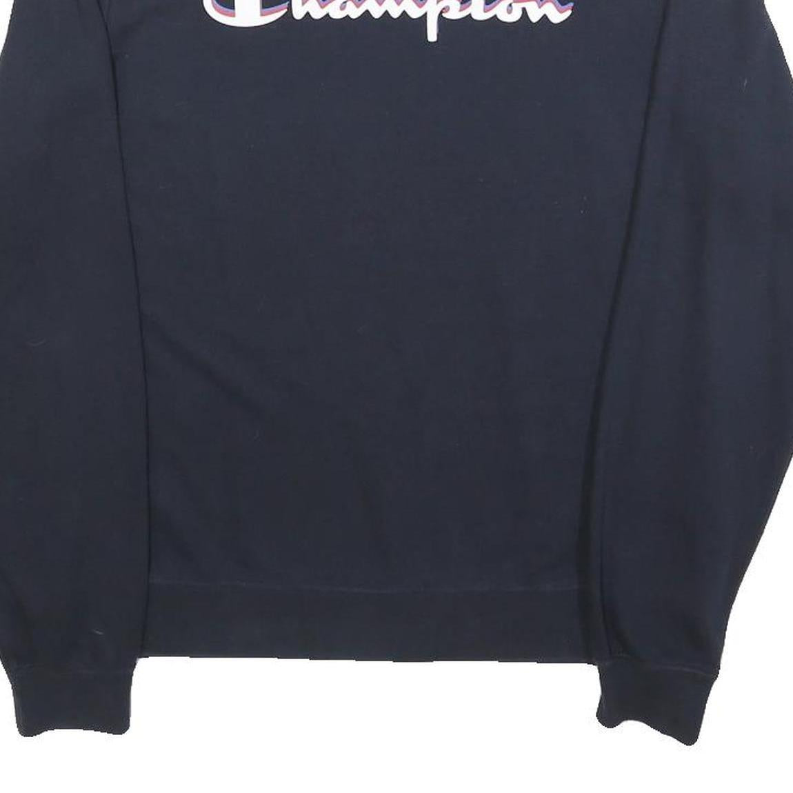 CHAMPION Boys Black Cotton Blend Crew Neck Sweatshirt 15-16Y Logo Printed