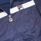FILA Mens Navy & White Zip Front Track Jacket S Polyester Athletic Sportswear