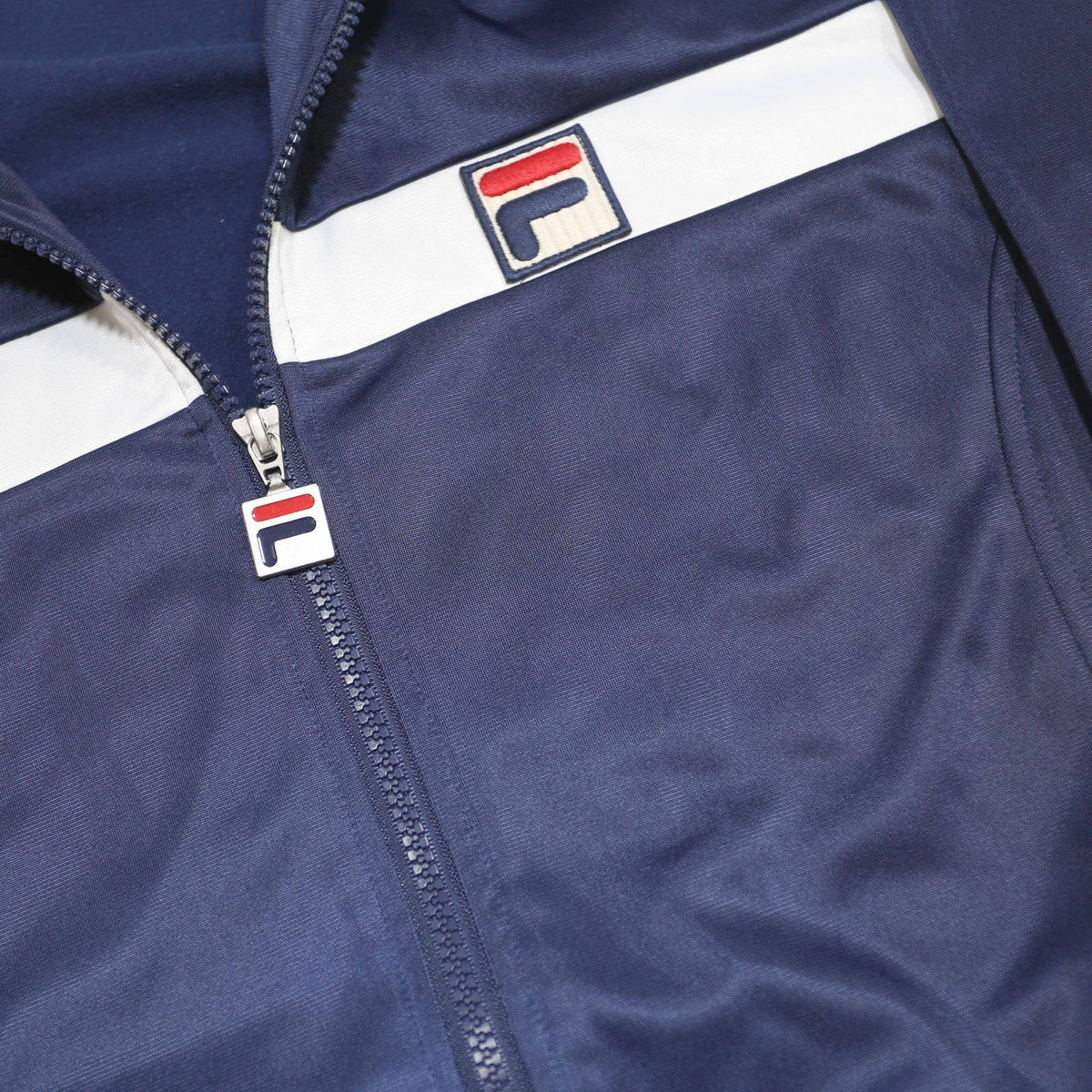 FILA Mens Navy & White Zip Front Track Jacket S Polyester Athletic Sportswear