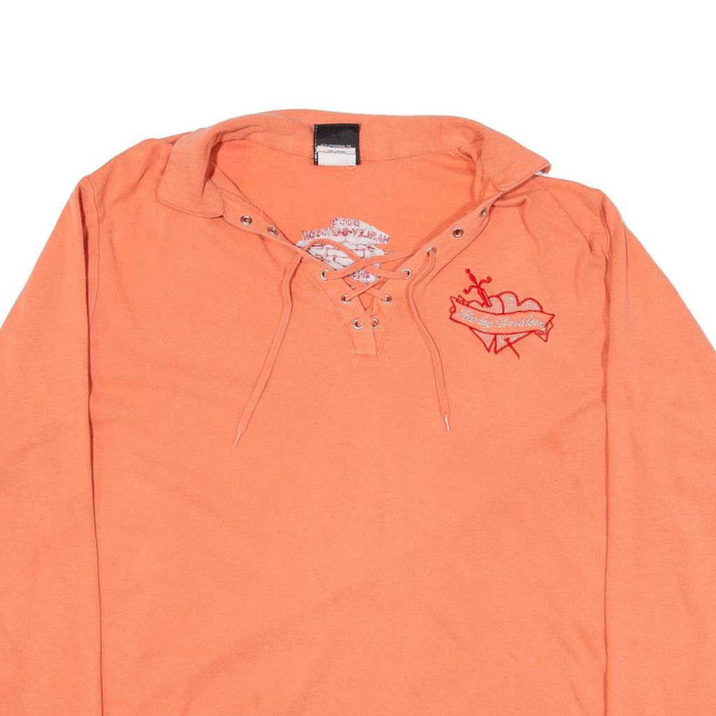 HARLEY DAVIDSON Womens T-Shirt Pink Long Sleeve Collared XL
