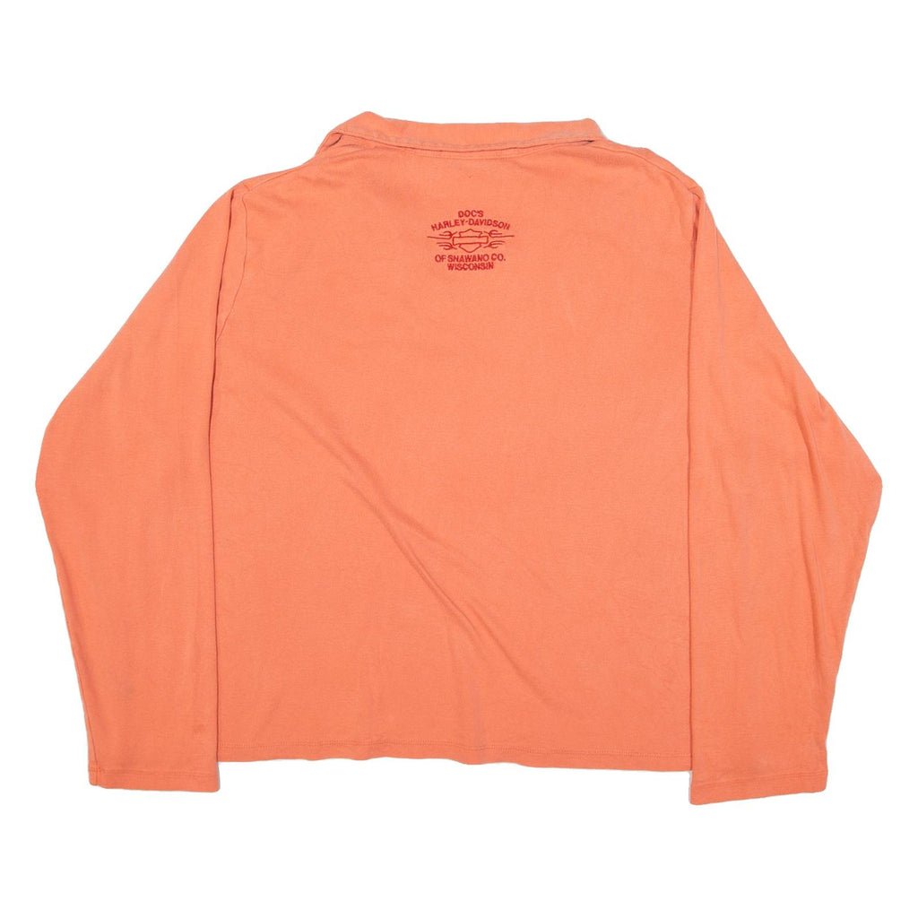 HARLEY DAVIDSON Womens T-Shirt Pink Long Sleeve Collared XL