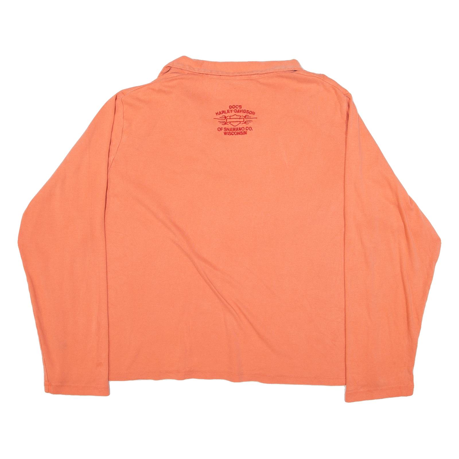 HARLEY DAVIDSON Womens T-Shirt Pink Long Sleeve Collared XL