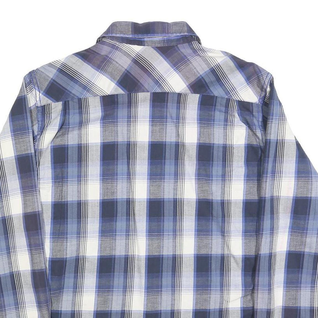 WRANGLER Mens Blue & Grey Check Shirt M Long Sleeve Cotton Blend Casual