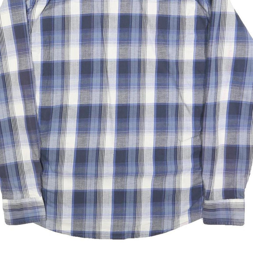 WRANGLER Mens Blue & Grey Check Shirt M Long Sleeve Cotton Blend Casual