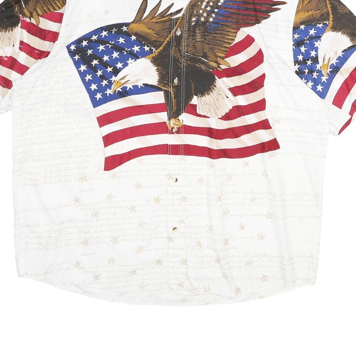 COTTON TRADERS SPORT Mens White Shirt 2XL Eagle Print Button Closure Casual