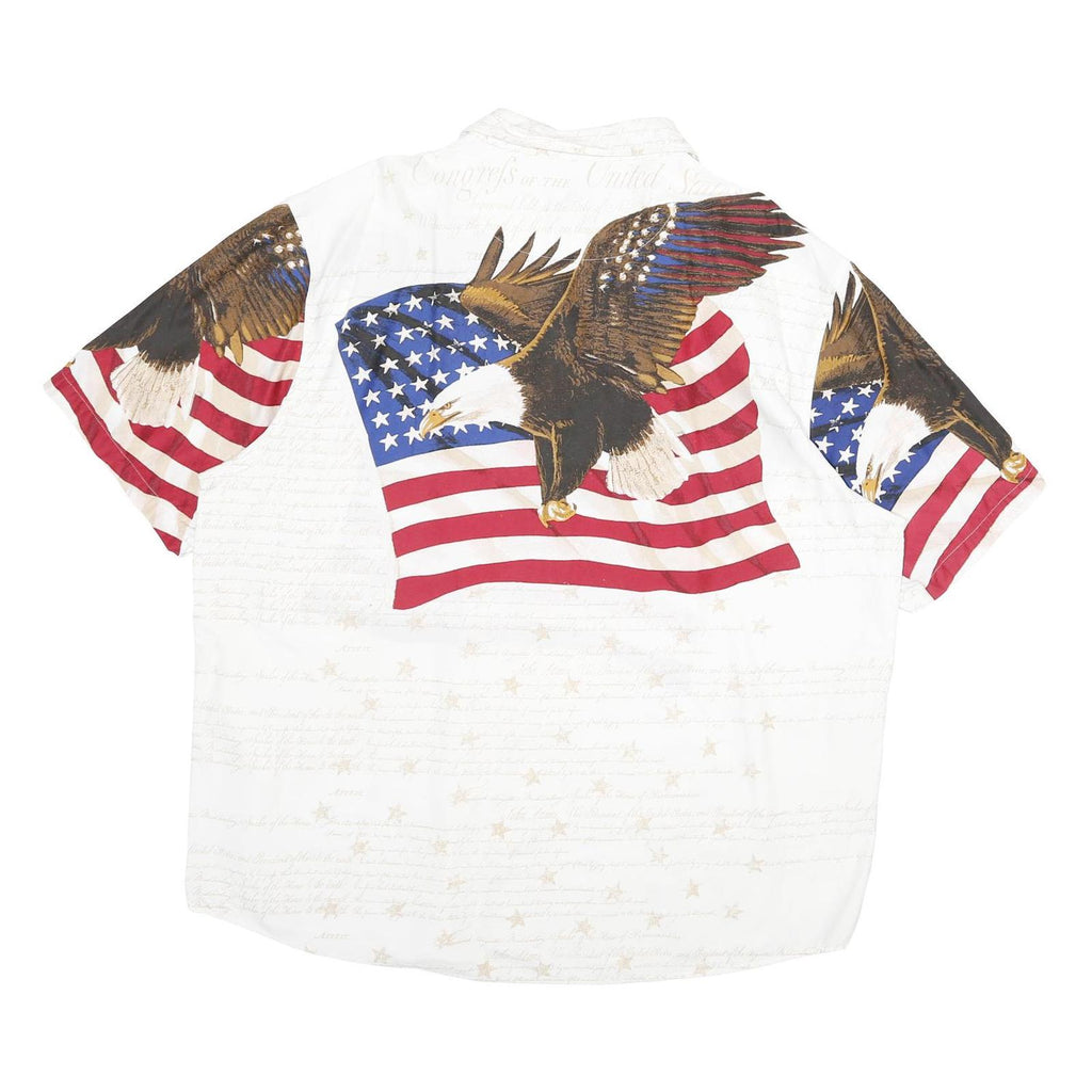 COTTON TRADERS SPORT Mens White Shirt 2XL Eagle Print Button Closure Casual