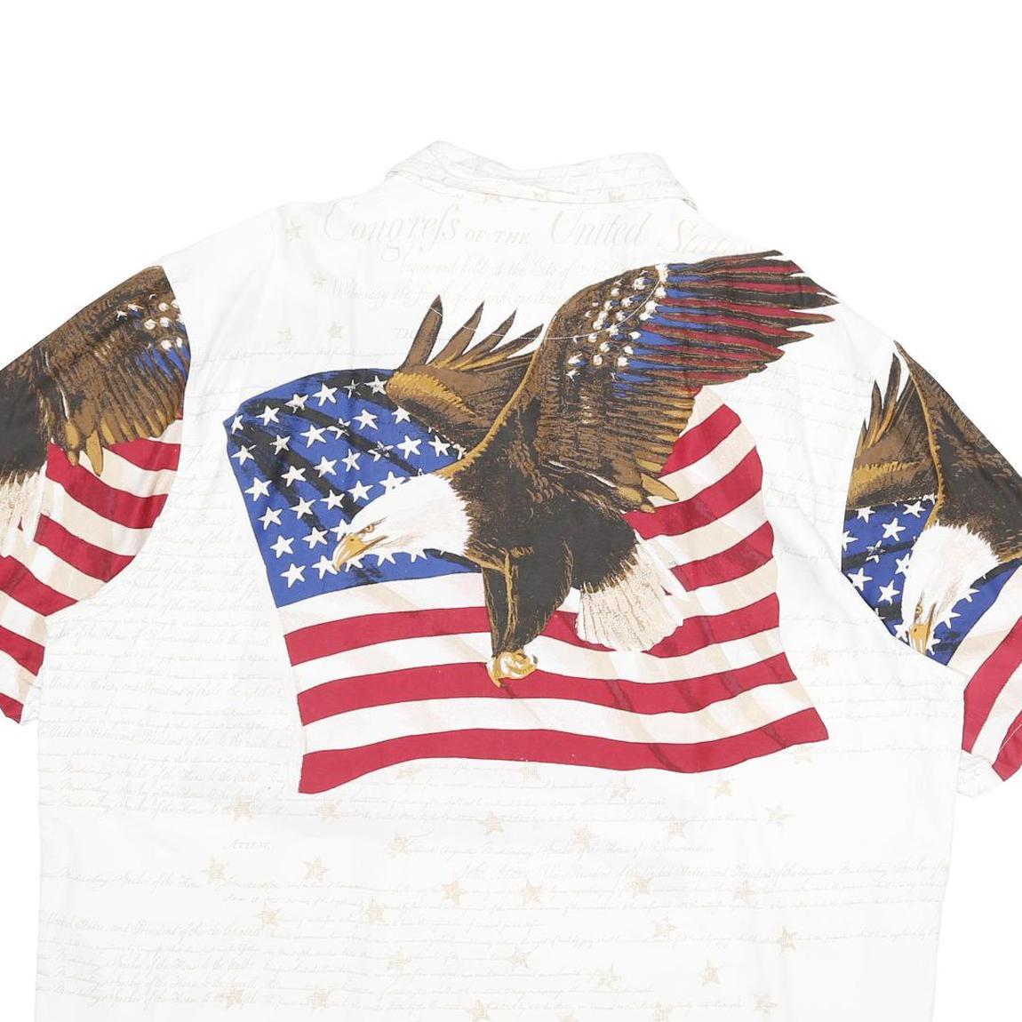 COTTON TRADERS SPORT Mens White Shirt 2XL Eagle Print Button Closure Casual