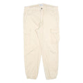 PULL & BEAR Womens Cotton Blend Beige Slim Cargo Trousers W32 L28 Utility Casual