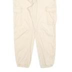 PULL & BEAR Womens Cotton Blend Beige Slim Cargo Trousers W32 L28 Utility Casual