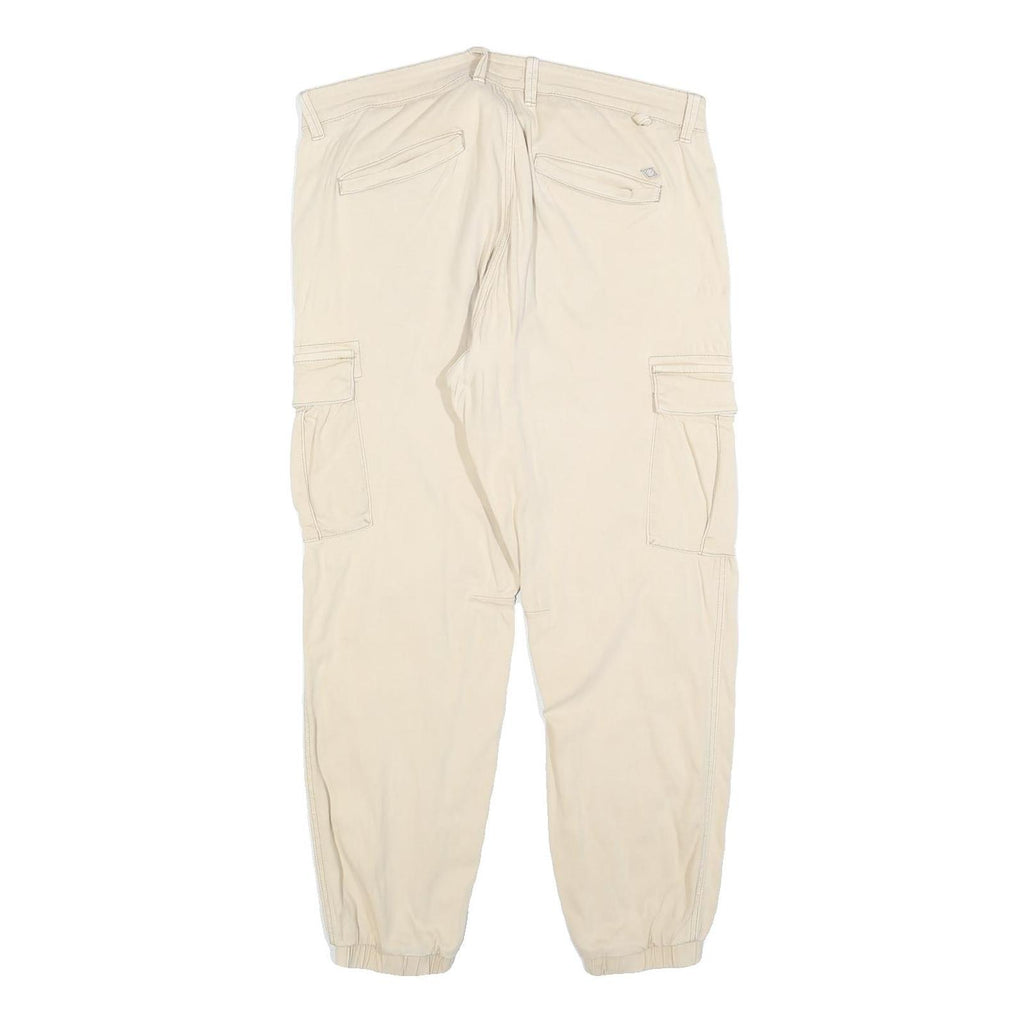 PULL & BEAR Womens Cotton Blend Beige Slim Cargo Trousers W32 L28 Utility Casual