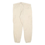 PULL & BEAR Womens Cotton Blend Beige Slim Cargo Trousers W32 L28 Utility Casual