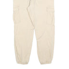 PULL & BEAR Womens Cotton Blend Beige Slim Cargo Trousers W32 L28 Utility Casual