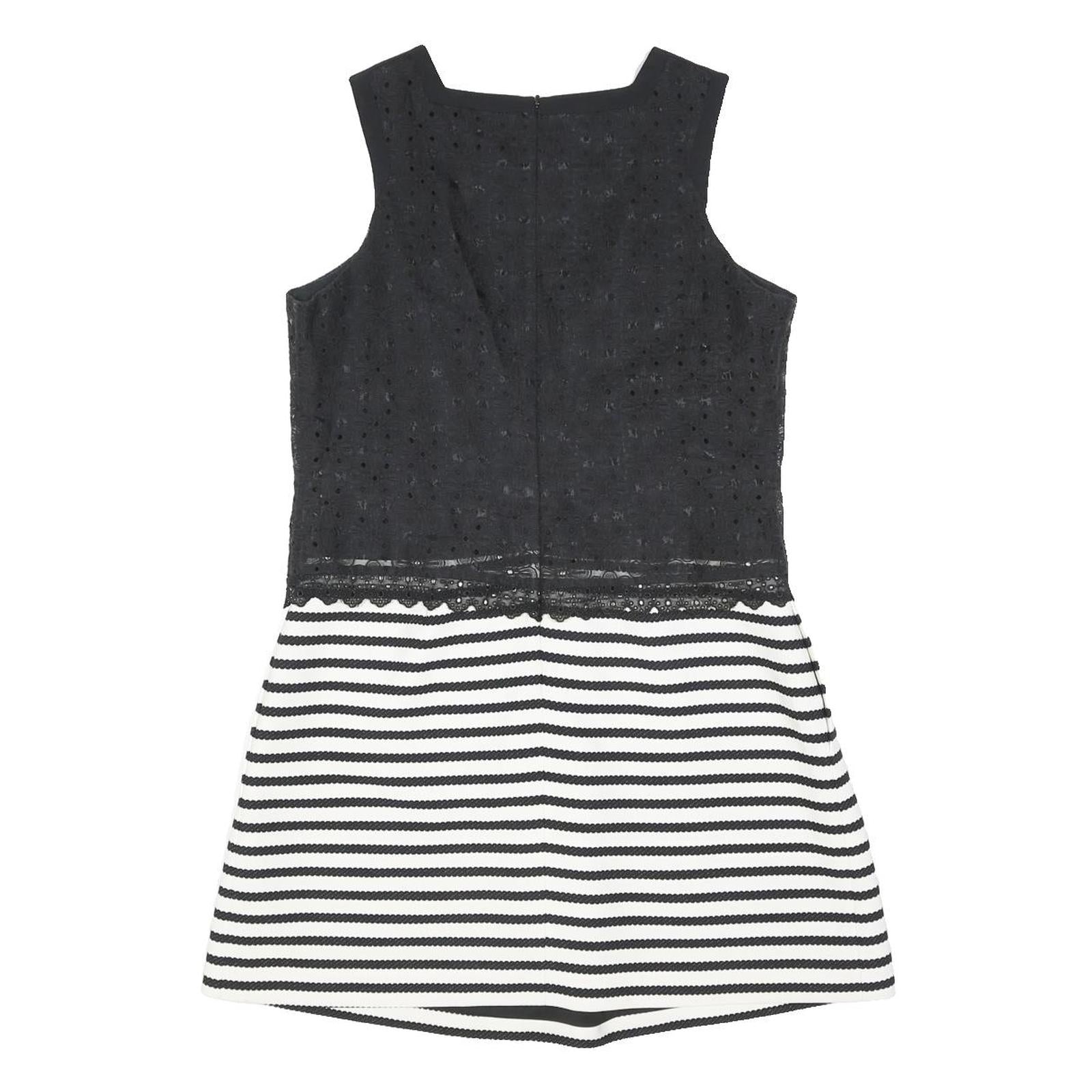 KAREN MILLEN Womens Black & White Sleeveless Day Woven Striped Dress UK 14