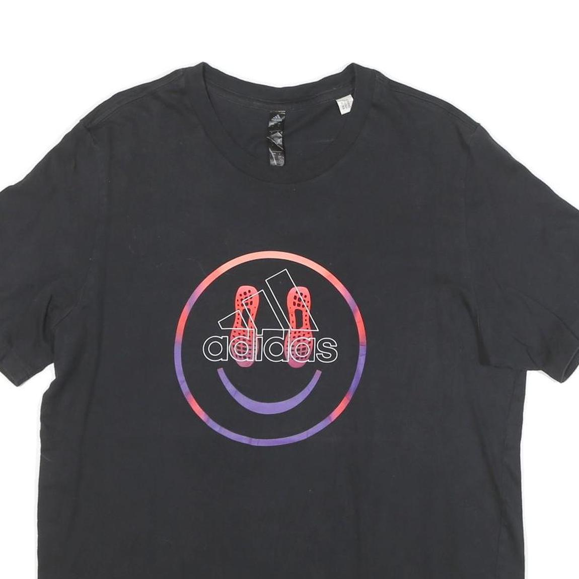 ADIDAS Mens Black Graphic T-Shirt L Short Sleeve Crew Neck Motivational Print