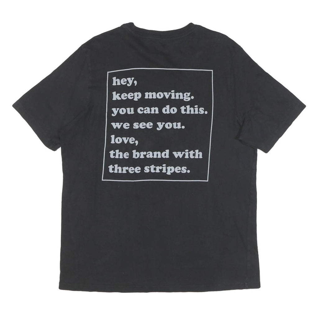 ADIDAS Mens Black Graphic T-Shirt L Short Sleeve Crew Neck Motivational Print