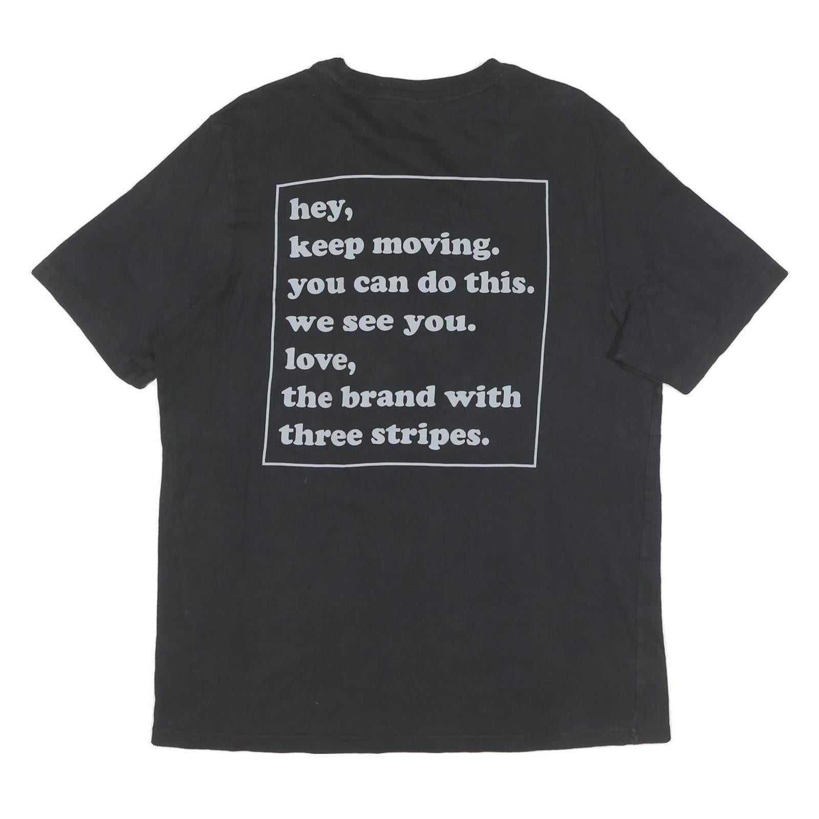 ADIDAS Mens Black Graphic T-Shirt L Short Sleeve Crew Neck Motivational Print