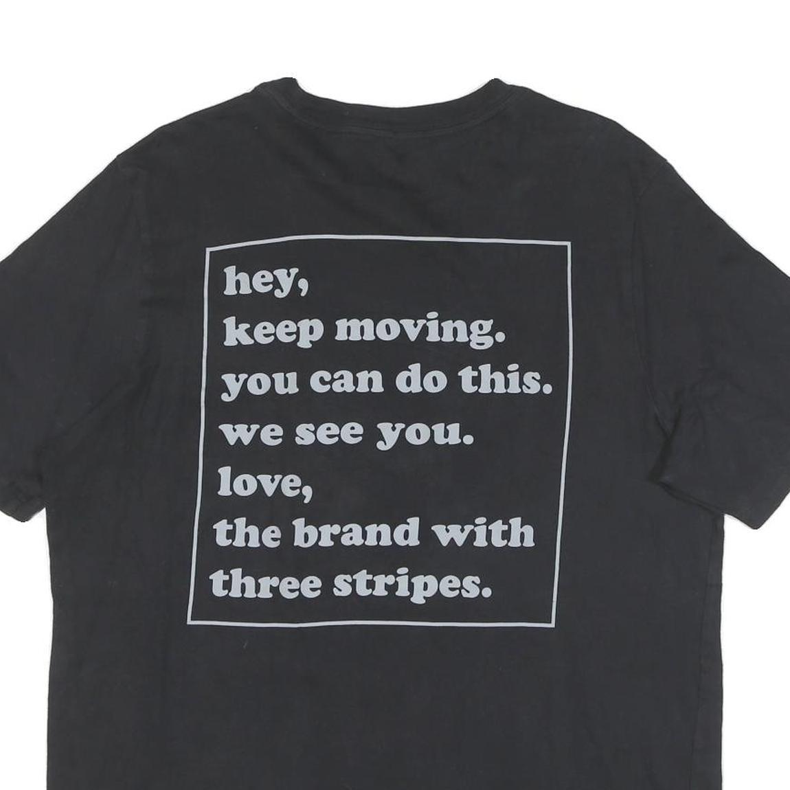 ADIDAS Mens Black Graphic T-Shirt L Short Sleeve Crew Neck Motivational Print