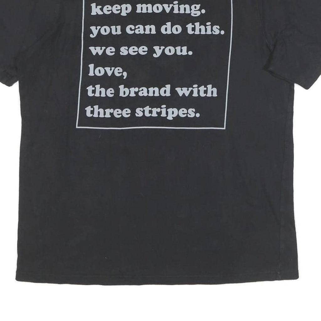 ADIDAS Mens Black Graphic T-Shirt L Short Sleeve Crew Neck Motivational Print