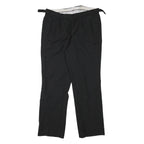 Mens Black Wool Blend Regular Fit Trousers W31 L27 Formal Workwear Zip Closure