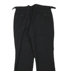 Mens Black Wool Blend Regular Fit Trousers W31 L27 Formal Workwear Zip Closure