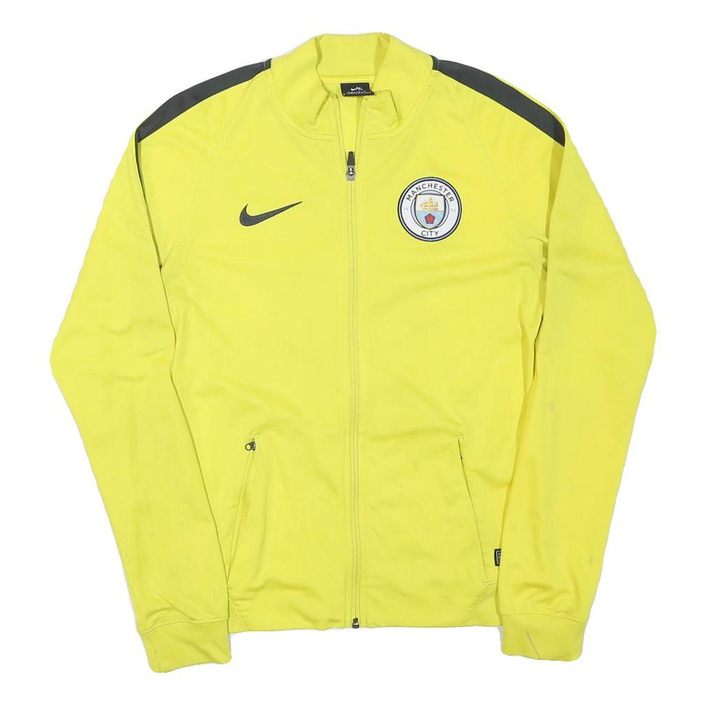 NIKE Mens Yellow Manchester City Jacket S Polyester Blend Plain Zip Athletic