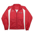 ASICS Mens Red & White Nylon Track Jacket S Plain Zip Sports Casual
