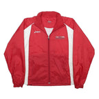 ASICS Mens Red & White Nylon Track Jacket S Plain Zip Sports Casual