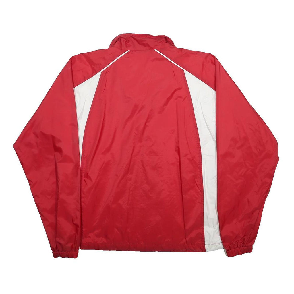 ASICS Mens Red & White Nylon Track Jacket S Plain Zip Sports Casual
