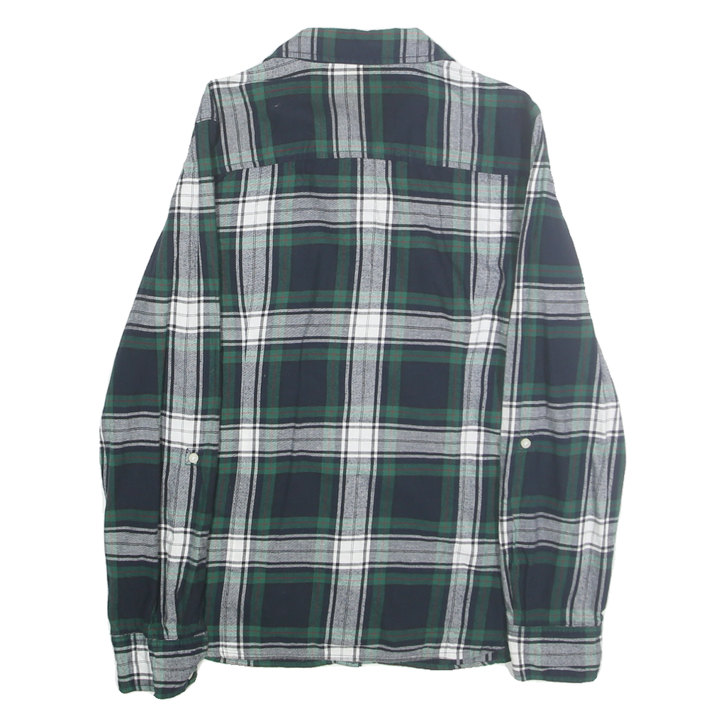 TOMMY HILFIGER Womens Blue Green & White Check Shirt S Classic Cotton Casual