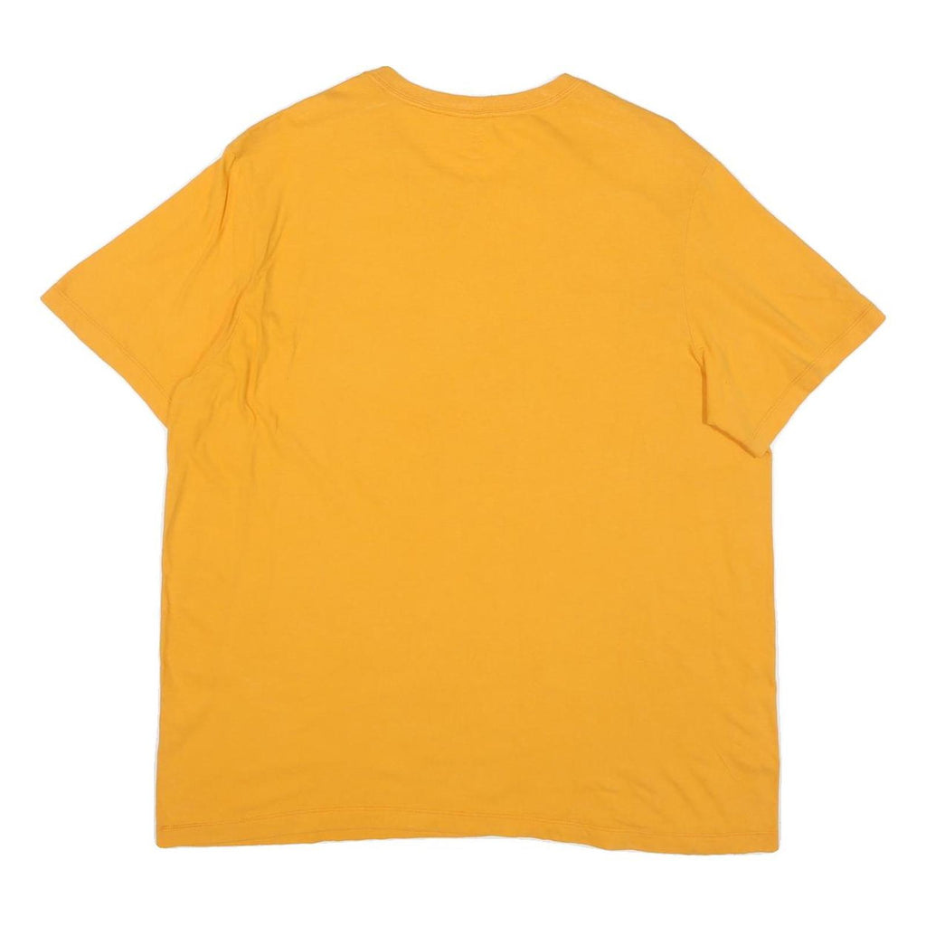 NIKE Mens Yellow Cotton Blend T-Shirt XL Short Sleeve Crew Neck Sports Logo