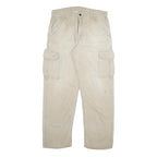 CARHARTT Mens Beige Relaxed Cargo Zip Trousers W34 L31 Durable Cotton Blend